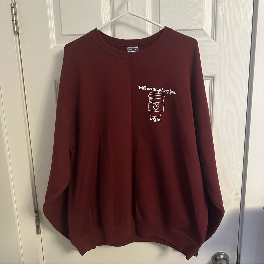 XL Maroon Pullover Crewneck Graphic Sweater